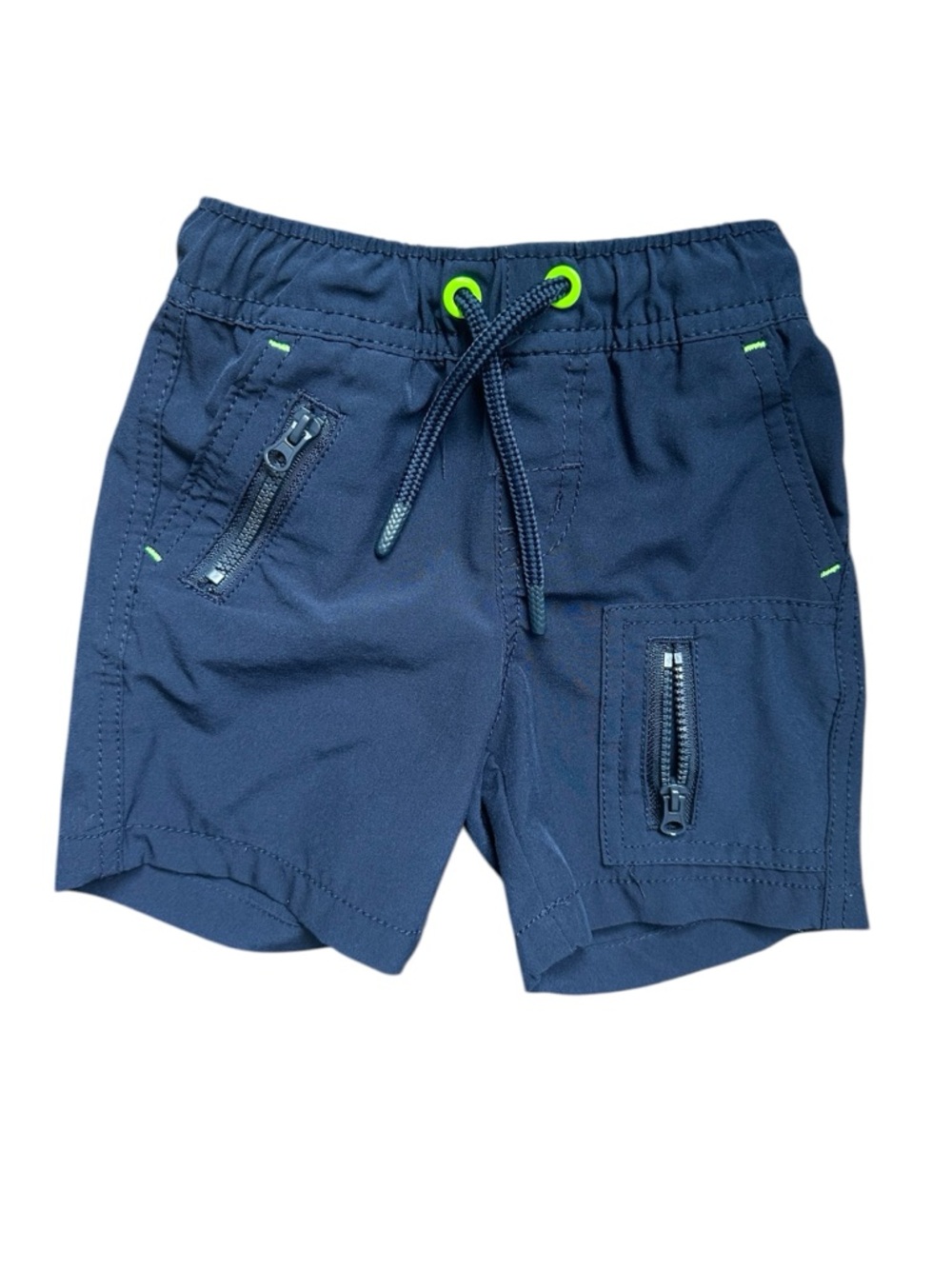 Cat & Jack Boys Swim Trunk 12M Navy Blue Quick Dry Zip Pocket Toddler Swim Short